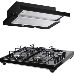  Luxell Siyah Aspiratörlü Set Üstü Ocaklı Takım (DS6-905  Aspiratör + LX-420F  Ocak)