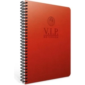 A4 Vip Deri Kapak Spiralli Çizgili Defter Kırmızı 1080