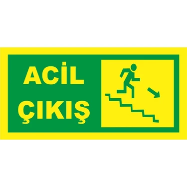 Baysan Acil Çıkış Yönlendirme Levhası 12X24 cm Fosforlu Fotolümen Dekota