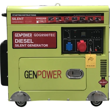 Genpower Gdg 9500 Tec Model 8,8 Kva, Dizel, Ses Izolasyon Kabinli, Marşlı,tekerlekli, Trifaze