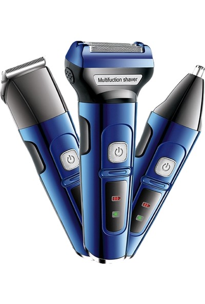 Yopigo Blue 3in1 Tıraş Makinası Profesyonelleri Tercihi Erkek Bakım Seti Günlük Sakal Saç Traş Kulak Burun