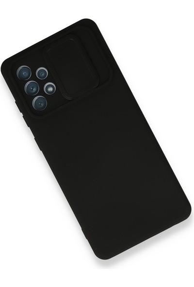 Smody Samsung Galaxy A52 Kılıf Kamera Korumalı Sürgülü Silikon Color Lens Siyah