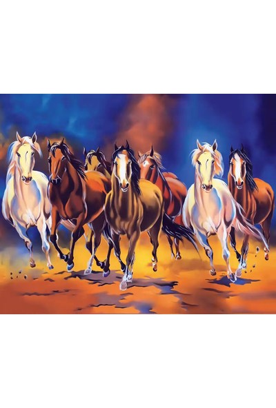 Lily Hobbyland Koşan Atlar Sayılarla Boyama Çerçeveli Tuval Seti 50 x 65 cm