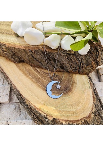 Ayyıldız Lazer Kesim Gümüş Kolye