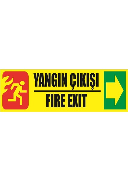 Fosforlu Fotolümen Levha Yönlendirme Yangın Çıkışı Fıre Exıt Sağ Ok 10X30 cm