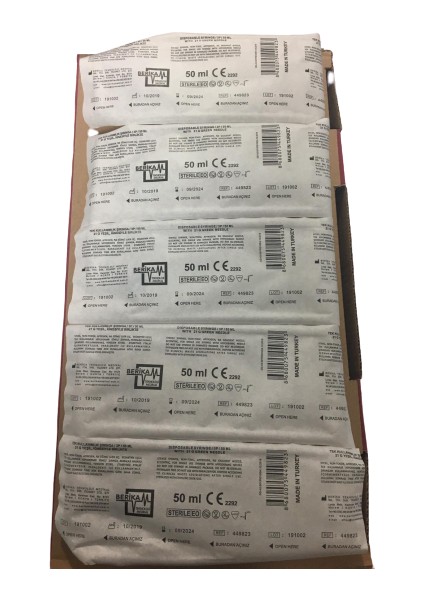 50 cc Enjektör 3 Parça Steril Şırınga Yeşil Uç 70 Adet