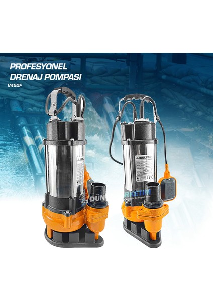 İbeltech V450F 2 Inç 0.50 Hp Foseptik Dalgıç Pompa Kirli Su Dalgıç Pompa 450W 9 Metre Basar modelleri