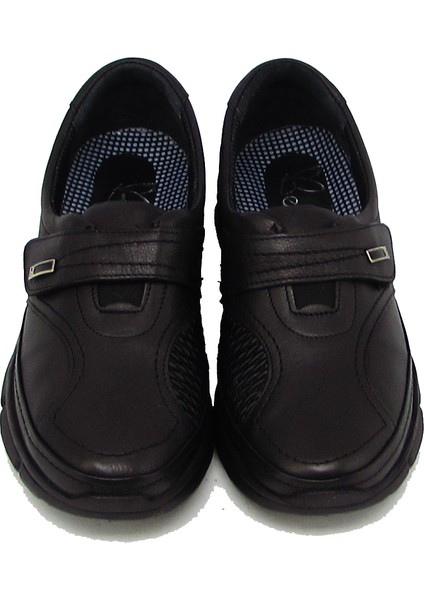 AKYN604 Siyah Kadın Cırtlı Comfort Ayakkabı