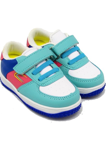 ARSLN-A20221B Beyaz / Yeşil Unisex Çocuk Cırtlı Lastik Bağlı Spor Ayakkabı