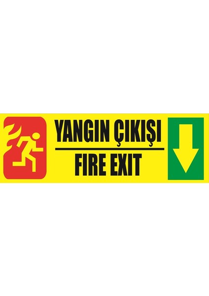 Fosforlu Fotolümen Levha Yönlendirme Yangın Çıkışı Fire Exıt Aşağı Ok 10X30 cm