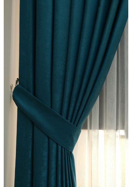 Koyu Petrol Düz Renk Pileli Soft Fon Perde, 1/2,5 Normal Pile, Tek Kanat 50 x 270 cm modelleri
