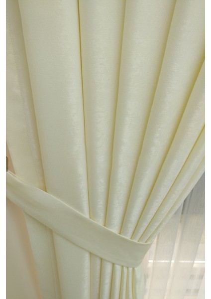 Krem Düz Renk Pileli Soft Fon Perde, 1/2,5 Normal Pile, Tek Kanat 50 x 240 cm fırsatları