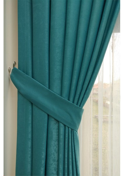 Açık Petrol Düz Renk Pileli Soft Fon Perde, 1/2,5 Normal Pile, Tek Kanat 50 x 270 cm modelleri