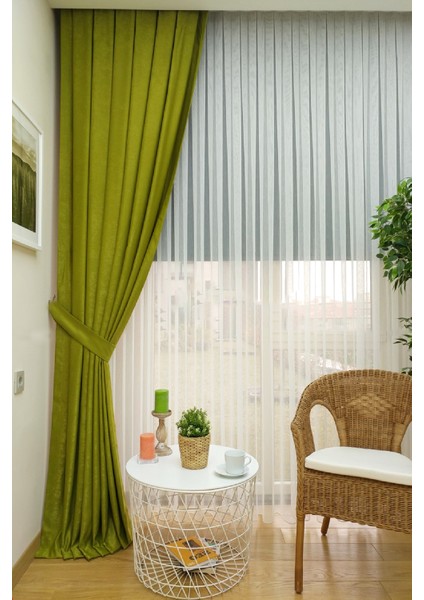 Fıstık Yeşil Düz Renk Pileli Soft Fon Perde, 1/2,5 Normal Pile, Tek Kanat 50 x 240 cm fiyatları