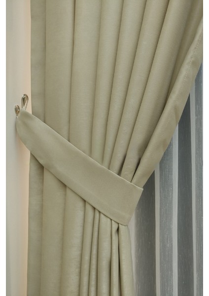 Bej Düz Renk Pileli Soft Fon Perde, 1/2 Seyrek Pile, Tek Kanat 70 x 250 cm modelleri