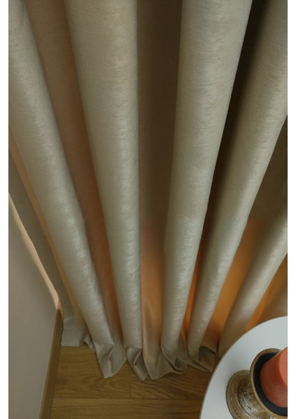 Bej Düz Renk Pileli Soft Fon Perde, 1/2 Seyrek Pile, Tek Kanat 70 x 250 cm fırsatları