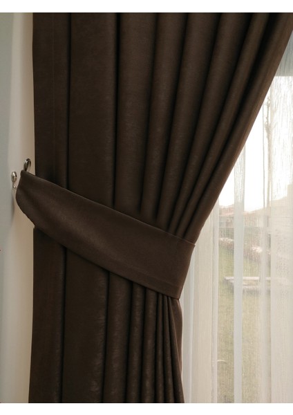 Sütlü Kahve Düz Renk Pileli Soft Fon Perde, 1/2 Seyrek Pile, Tek Kanat 50 x 260 cm modelleri