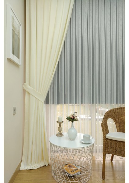 Krem Düz Renk Pileli Soft Fon Perde, 1/2 Seyrek Pile, Tek Kanat 50 x 250 cm fiyatları