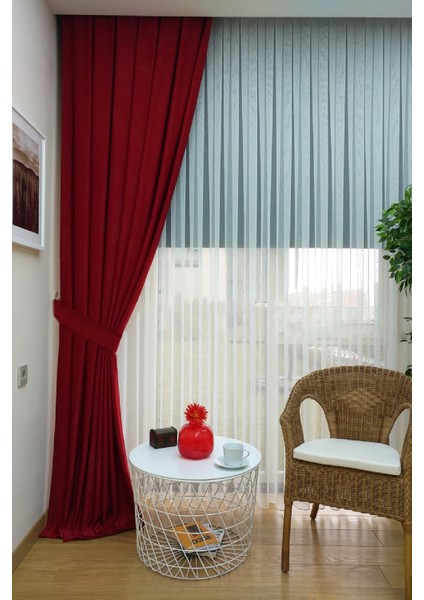 Kırmızı Düz Renk Pileli Soft Fon Perde, 1/2 Seyrek Pile, Tek Kanat 50 x 260 cm fiyatları