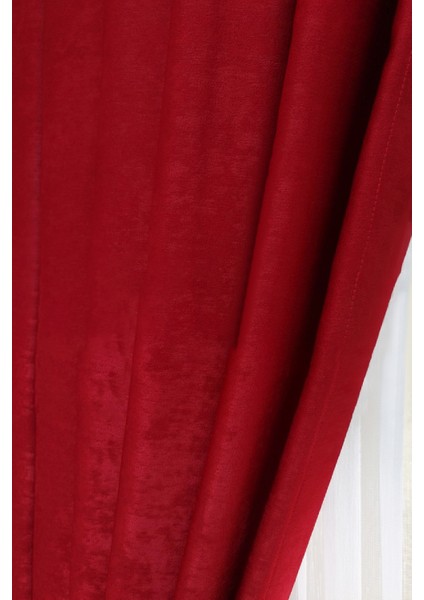 Kırmızı Düz Renk Pileli Soft Fon Perde, 1/2 Seyrek Pile, Tek Kanat 50 x 260 cm modelleri