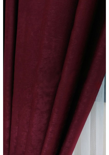 Bordo Düz Renk Pileli Soft Fon Perde, 1/2 Seyrek Pile, Tek Kanat 50 x 250 cm fırsatları