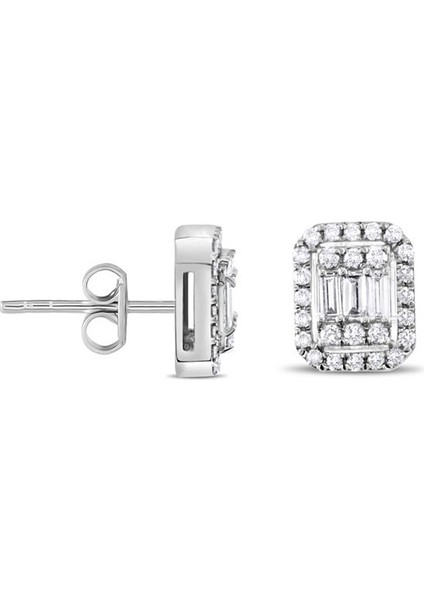 0.34CT Pırlanta Baget Küpe