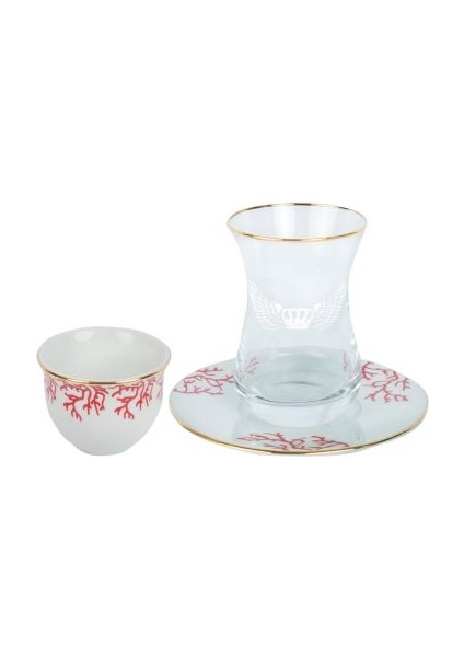 Mercan Kırmızı 18 Parça Çay & Mırra Set