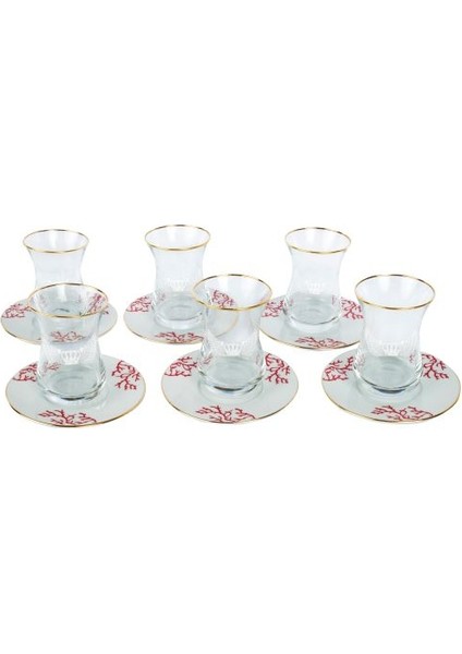 Mercan Kırmızı 18 Parça Çay & Mırra Set