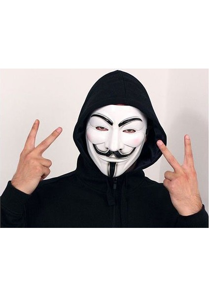 Beyaz Renk V For Vendetta Maskesi