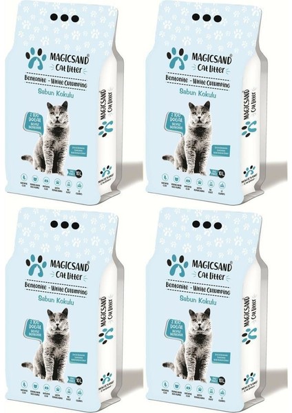 Marsilya Sabun Kokulu Ince Taneli Kedi Kum 10 Lt 4 Adet