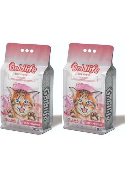Gold Life Ince Taneli Bebek Pudrali Kedi Kumu 10 Lt 2 Adet