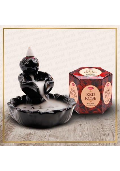 Ipek Naturel Geri Akış Şelale Tütsülük ve Red Rose Konik Tütsü 40 Adet