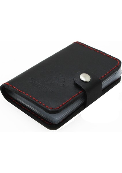 Hakiki Deri El Yapımı Şeffaf Gözlü Kartlık Cüzdan