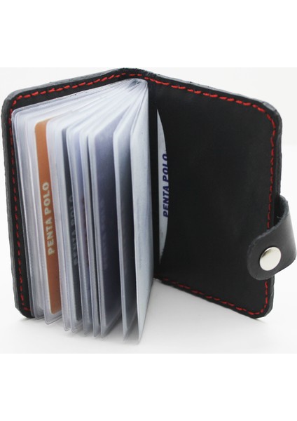 Hakiki Deri El Yapımı Şeffaf Gözlü Kartlık Cüzdan modelleri