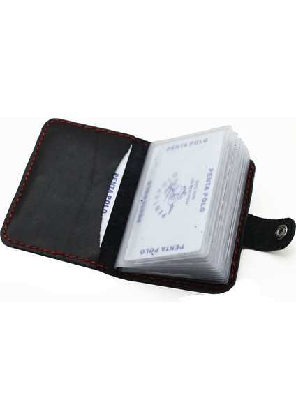 Hakiki Deri El Yapımı Şeffaf Gözlü Kartlık Cüzdan indirimleri