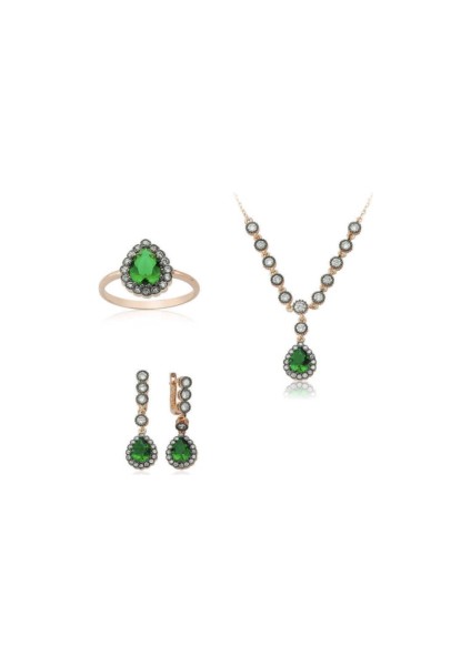 Yeşil Taşlı Gümüş Hürrem Set 925 Ayar Gümüş Set