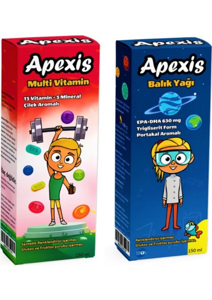 Multivitamin Çilek Aromalı Şurup 150 ml + Balık Yağı 150 ml