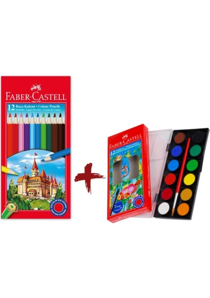 Faber -Castell Tam Boy Kuru Boya 12'li ve Küçük Boy Sulu Boya 12'li