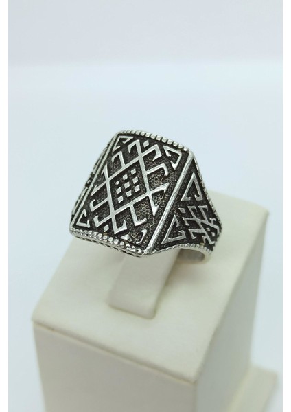 Antik Gümüş Kaplama Motif Şekilli El Yapımı Ayarlanabilir Yüzük fırsatları