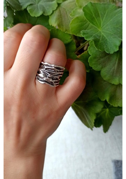Antik Gümüş Kaplama Özel Şekilli El Yapımı Ayarlanabilir Yüzük fiyatları