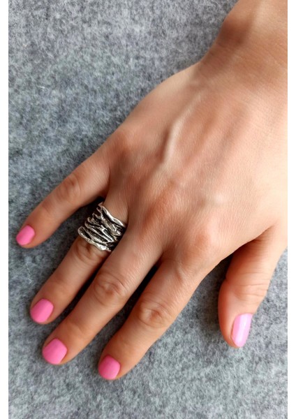 Antik Gümüş Kaplama Özel Şekilli El Yapımı Ayarlanabilir Yüzük modelleri