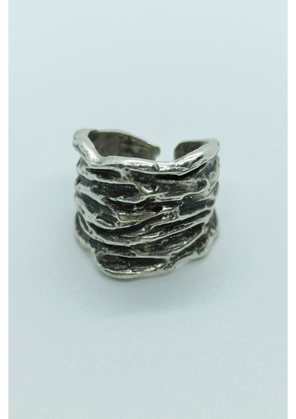 Antik Gümüş Kaplama Özel Şekilli El Yapımı Ayarlanabilir Yüzük indirimleri