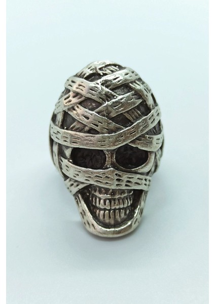 Antik Gümüş Kaplama Kurukafa Mumya Şekilli Ayarlanabilir Yüzük fırsatları