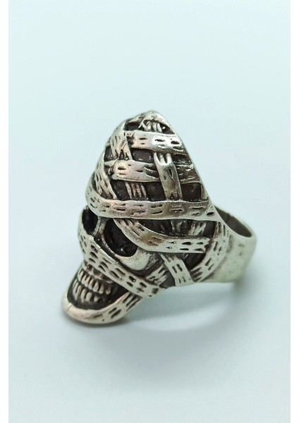 Antik Gümüş Kaplama Kurukafa Mumya Şekilli Ayarlanabilir Yüzük indirimleri