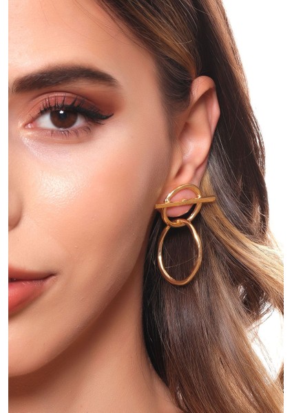 Kadın Altın Renk Kaplama Çivili Model Galaksi Küpe