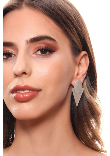 Kadın Antik Gümüş Kaplama Çivili Model Geometrik Küpe