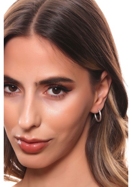 Kadın Antik Gümüş Kaplama Çivili Model Baskı Dokulu Halka Küpe modelleri
