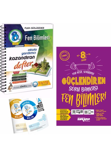 8. Sınıf Fen Bilimleri Defter ve Ankara Fen Bilimleri Güçlendiren Soru Bankası