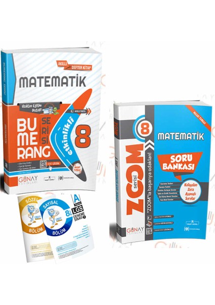 Gün&Ay Yayınları 8. Sınıf Bumerang Etkinlikli Matematik ve Zoom Serisi Matematik Soru Bankası