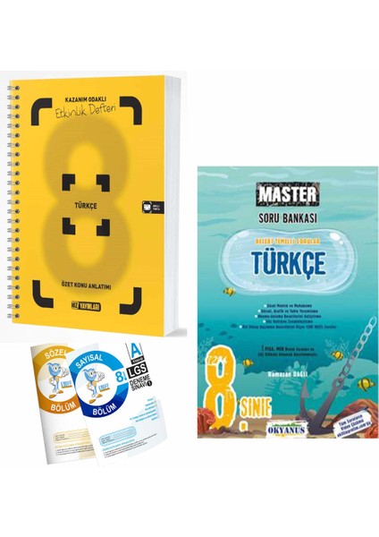 8. Sınıf Türkçe Özet Konu Anlatımlı Etkinlik Kitabı ve Okyanus Master Türkçe Soru Bankası